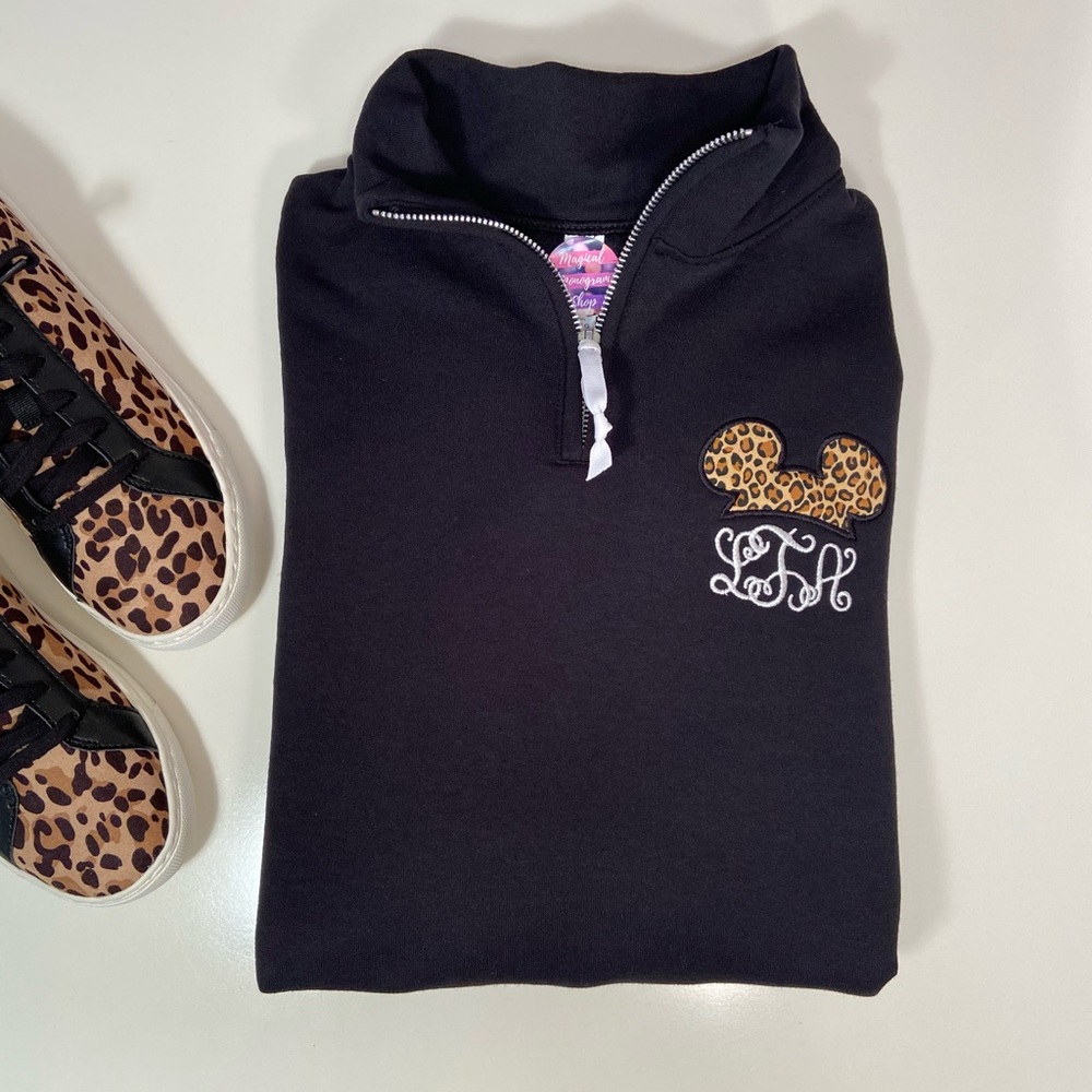 Personalize It!  Leopard Mickey Monogram Pullover